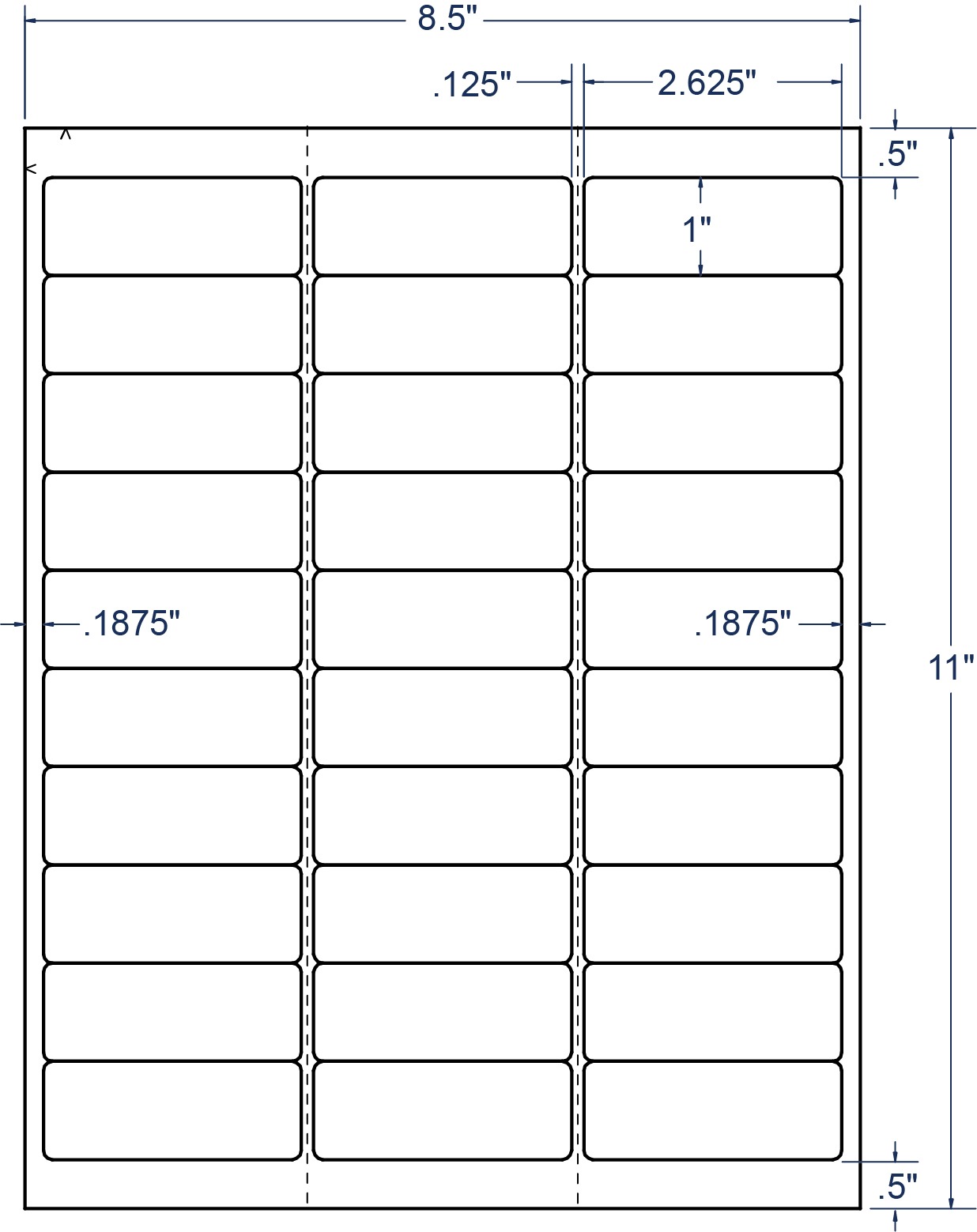 2-5/8" x 1" Removable Sheeted Labels (100 Sheets)