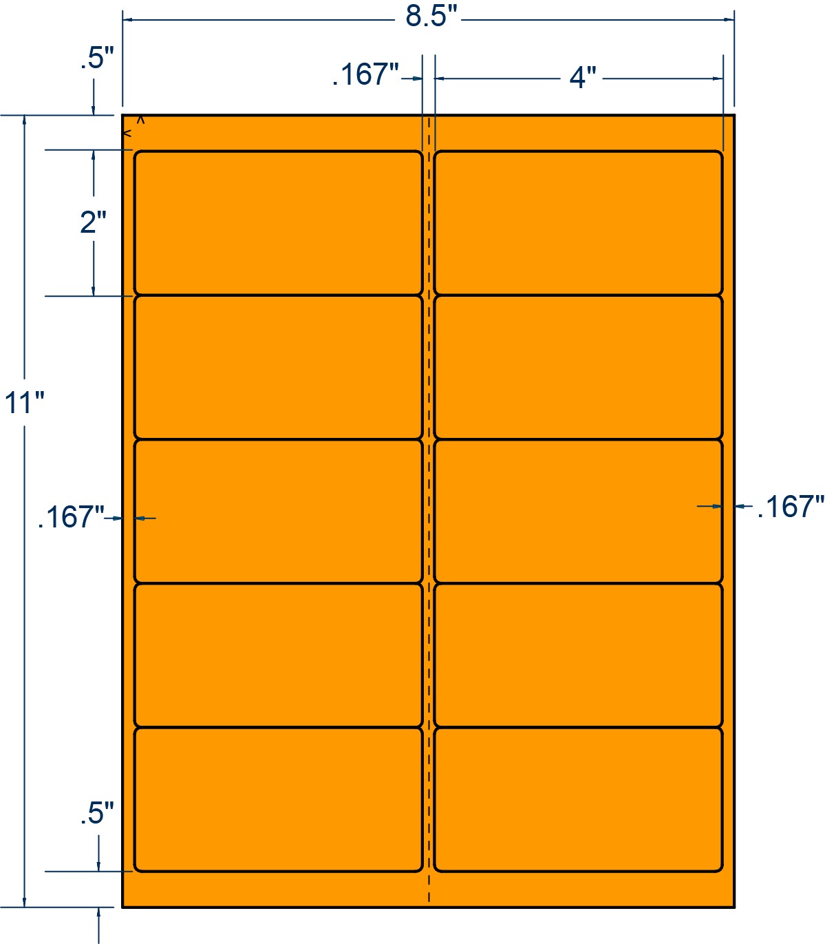 4" x 2" Fluorescent Orange Sheeted Labels (100 Sheets)