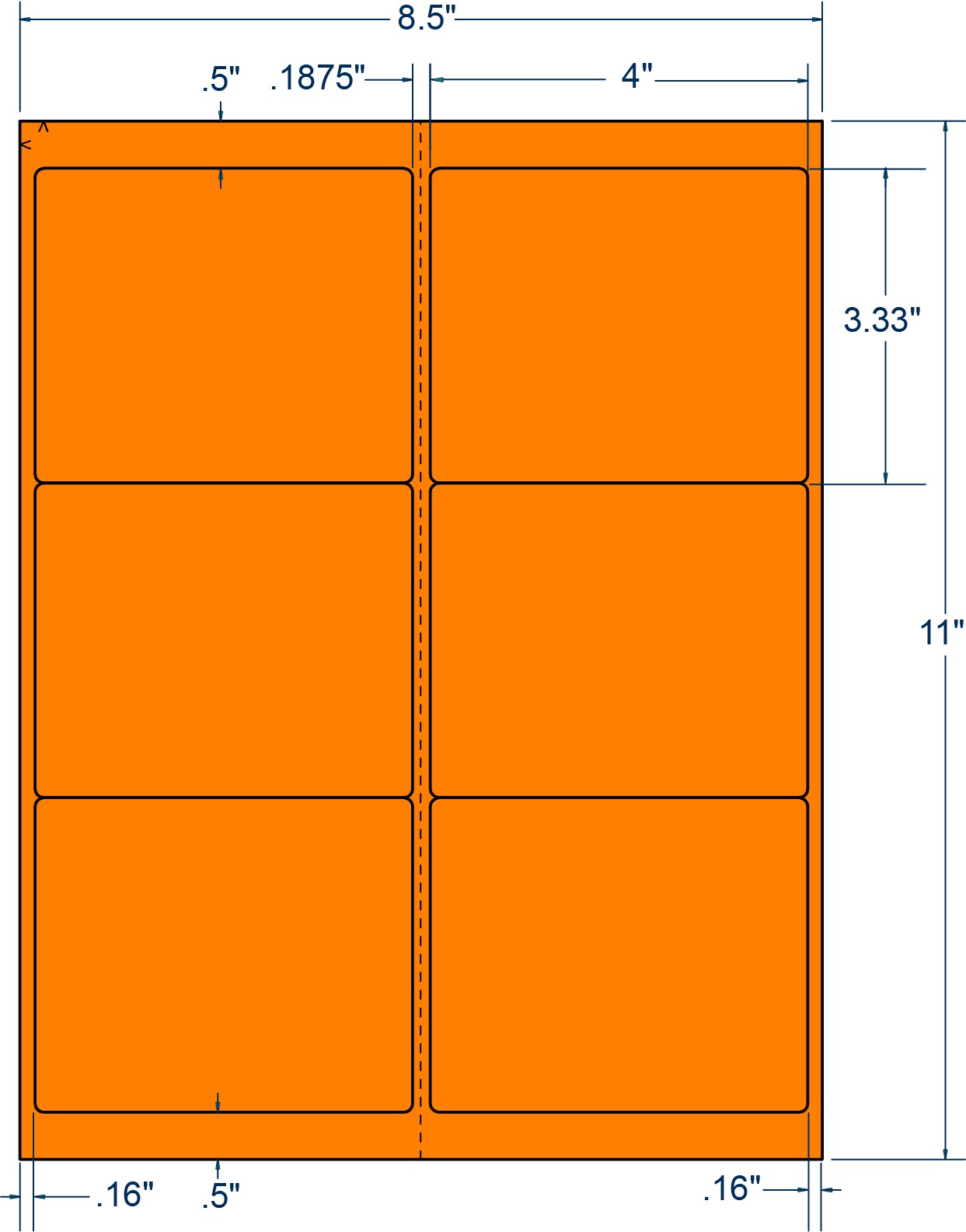4" x 3-1/3" Fluorescent Orange Sheeted Labels (100 Sheets)