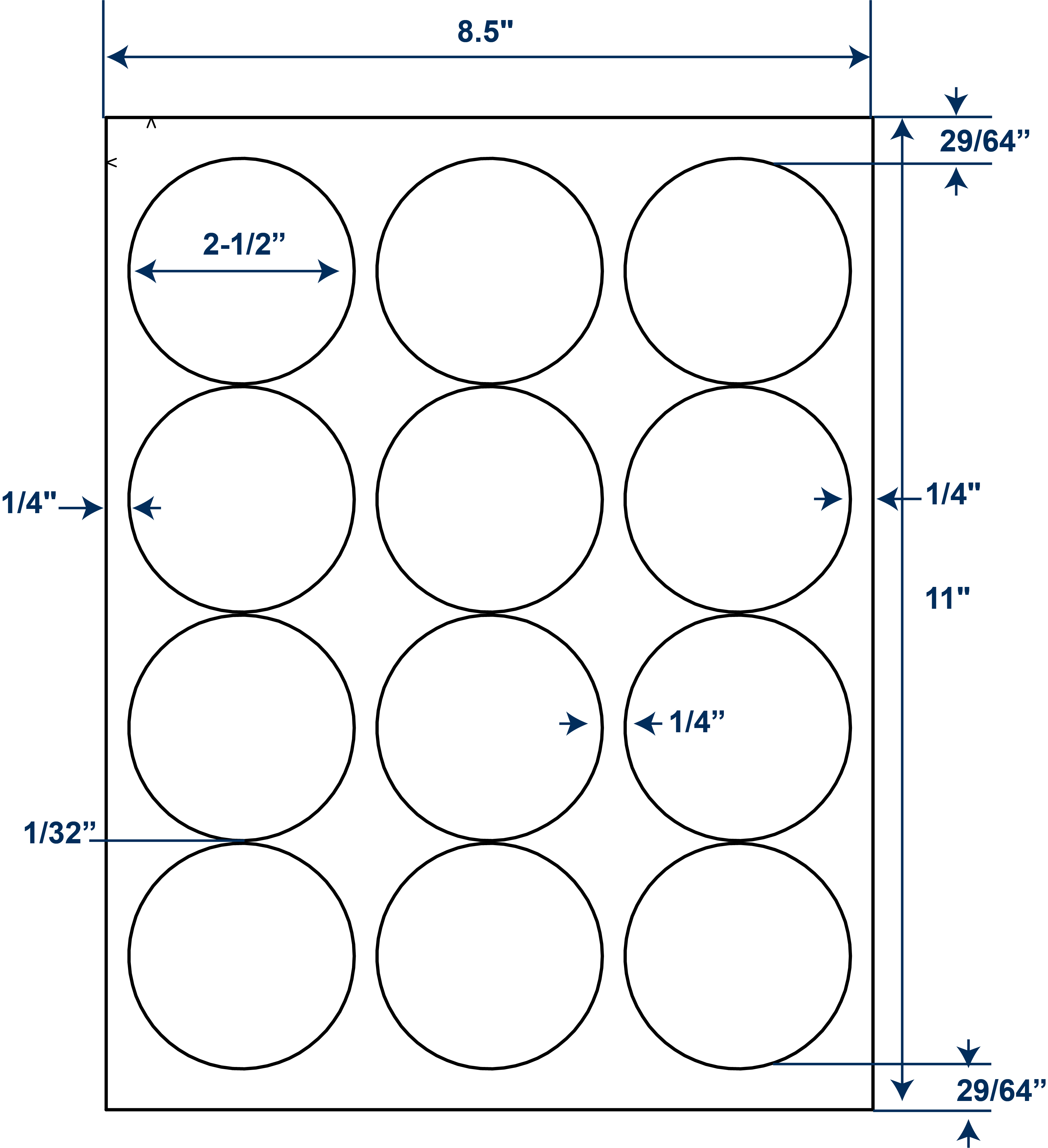 2-1/2" Diameter Circle Sheeted Labels (1,000 Sheets)