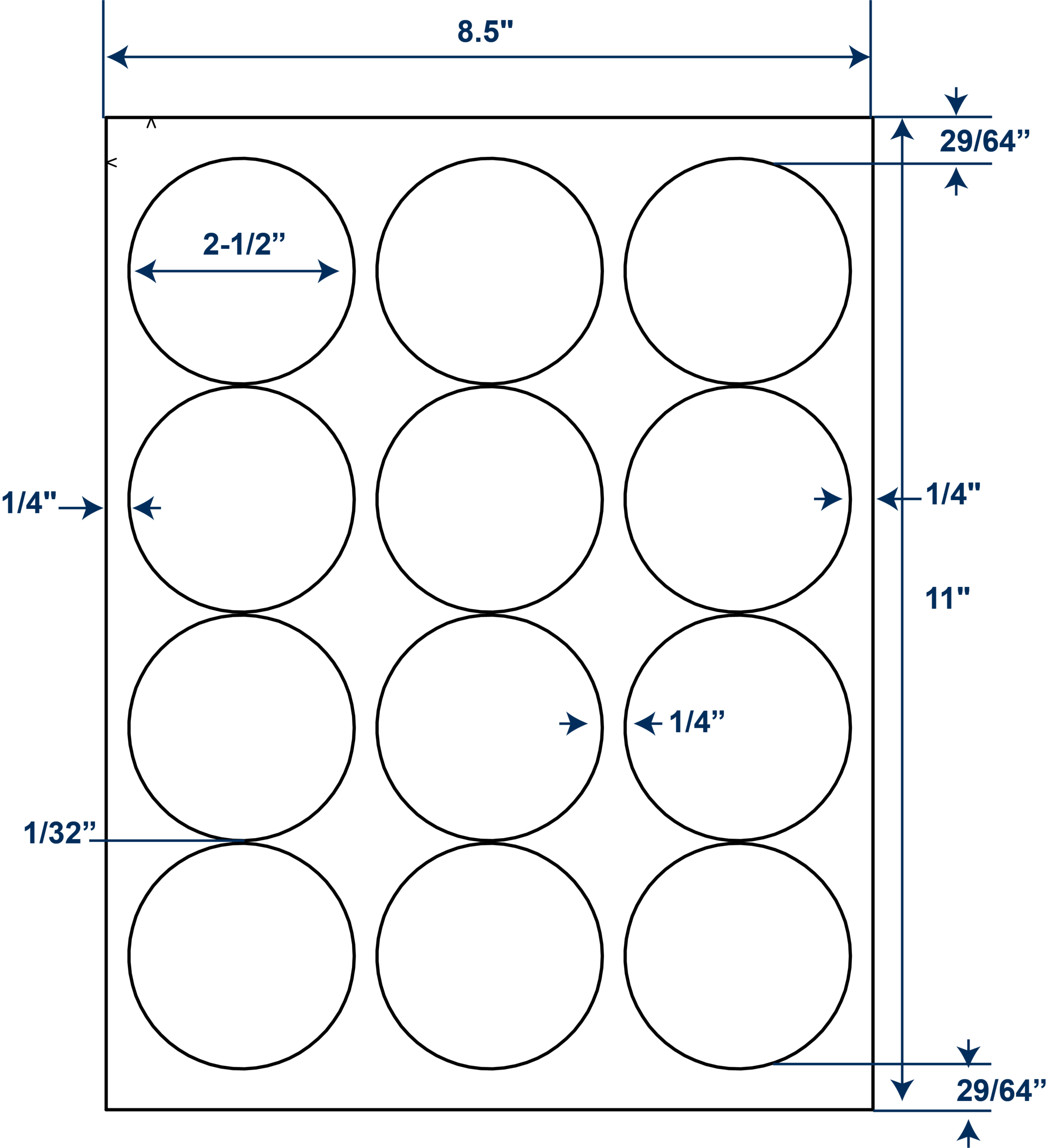 2-1/2" Diameter Circle Sheeted Labels (250 Sheets)