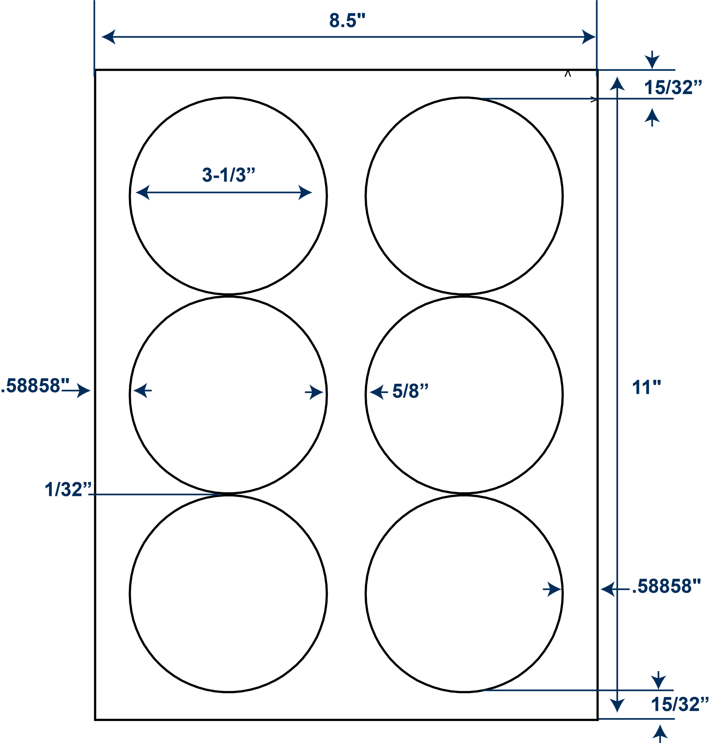 3-1/3" Diameter Circle Sheeted Labels (250 Sheets)