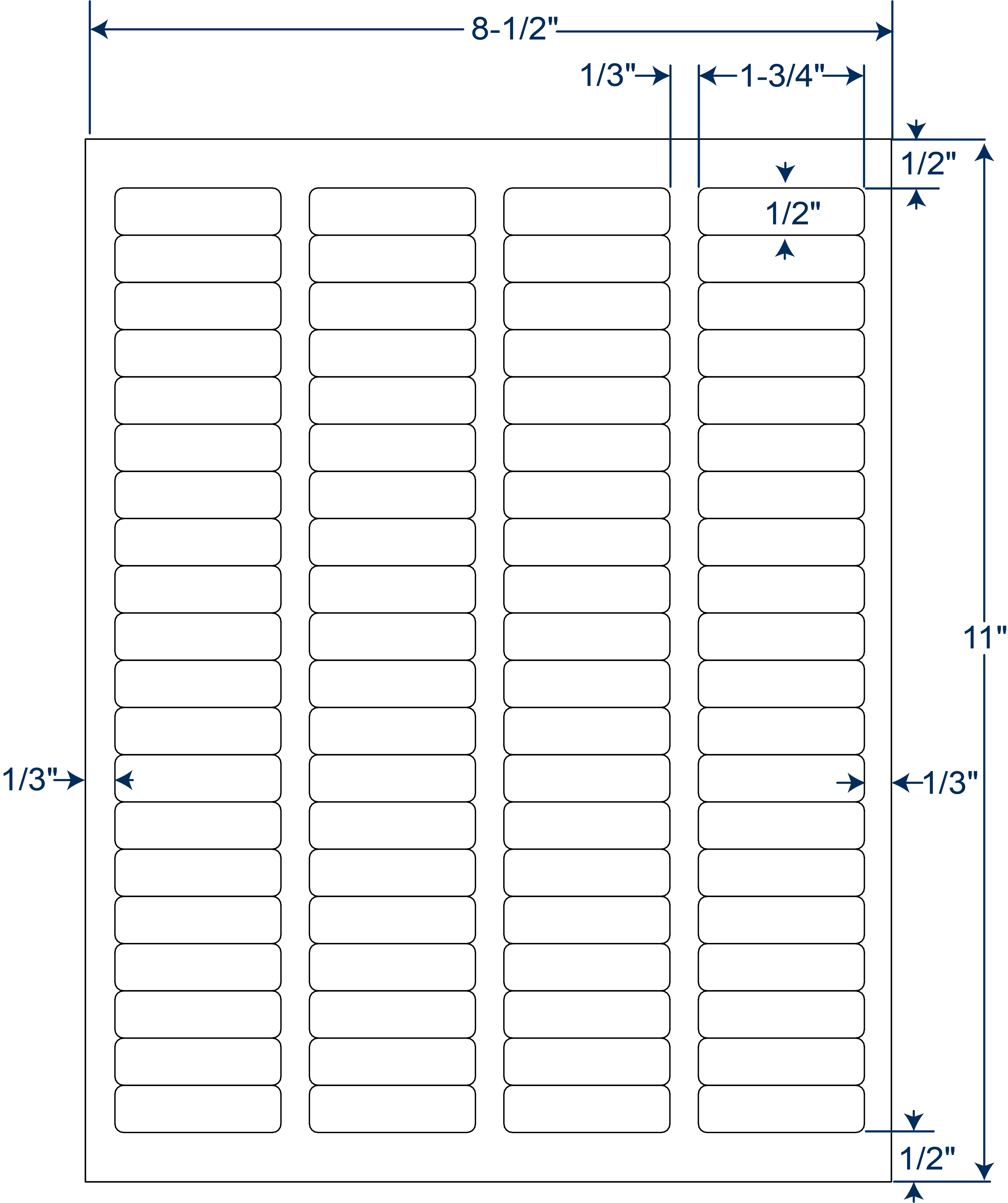 1-3/4" x 1/2" Permanent Sheeted Labels (250 Sheets)