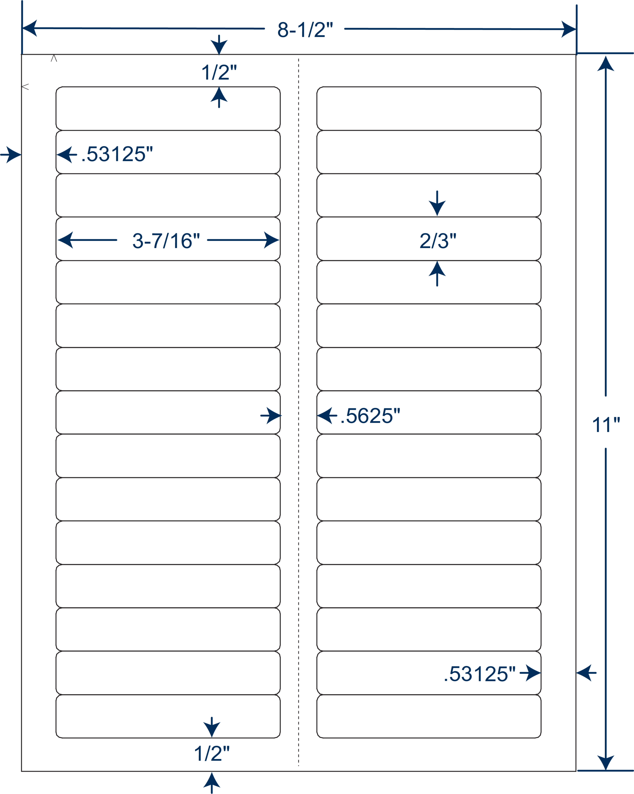 3-7/16" x 2/3" Sheeted Labels (250 Sheets)