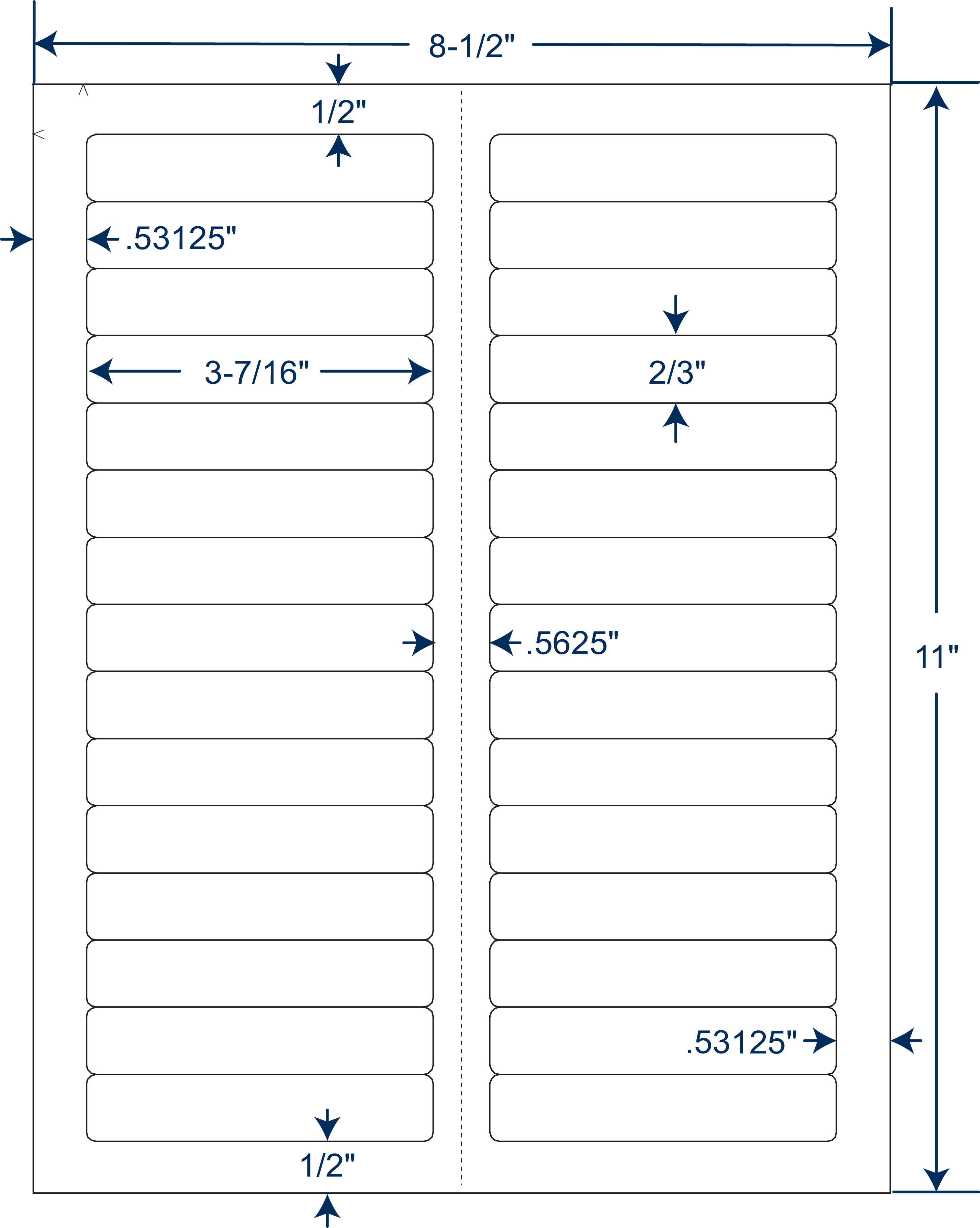 3-7/16" x 2/3" Sheeted Labels (250 Sheets)