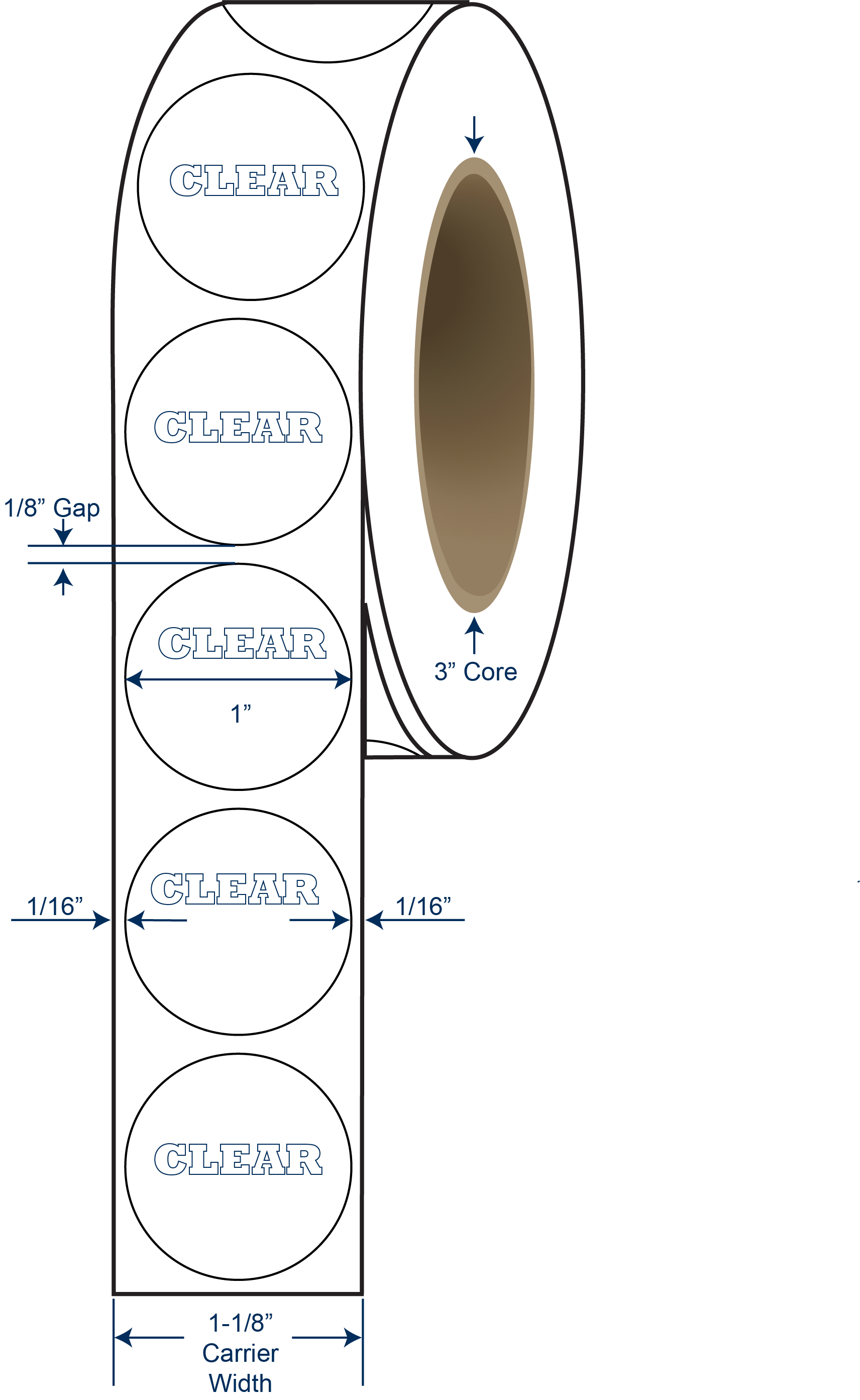 1" Diameter Translucent Wafer Tab Seal Labels