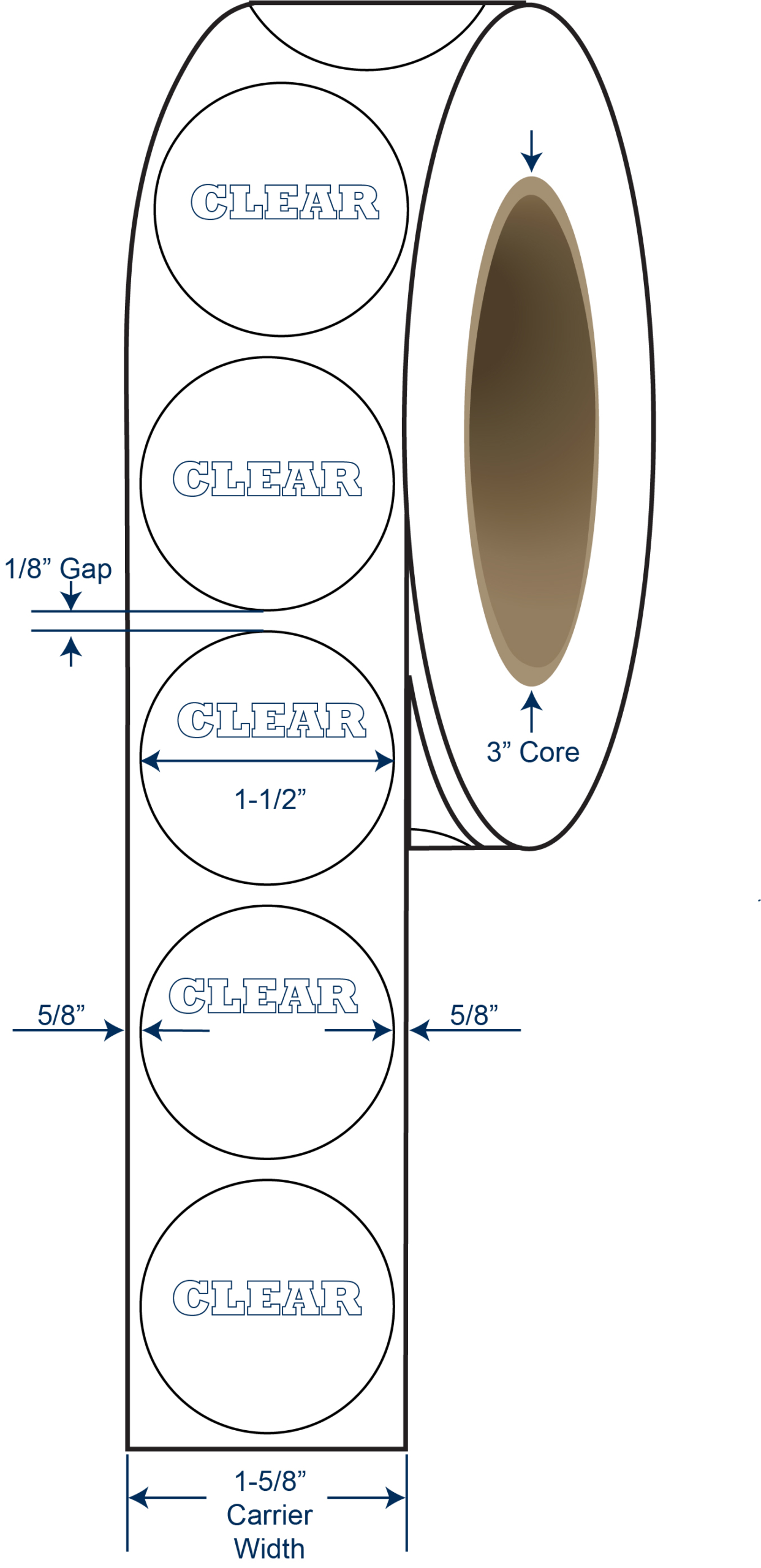 1" Diameter Translucent Wafer Tab Seal Labels