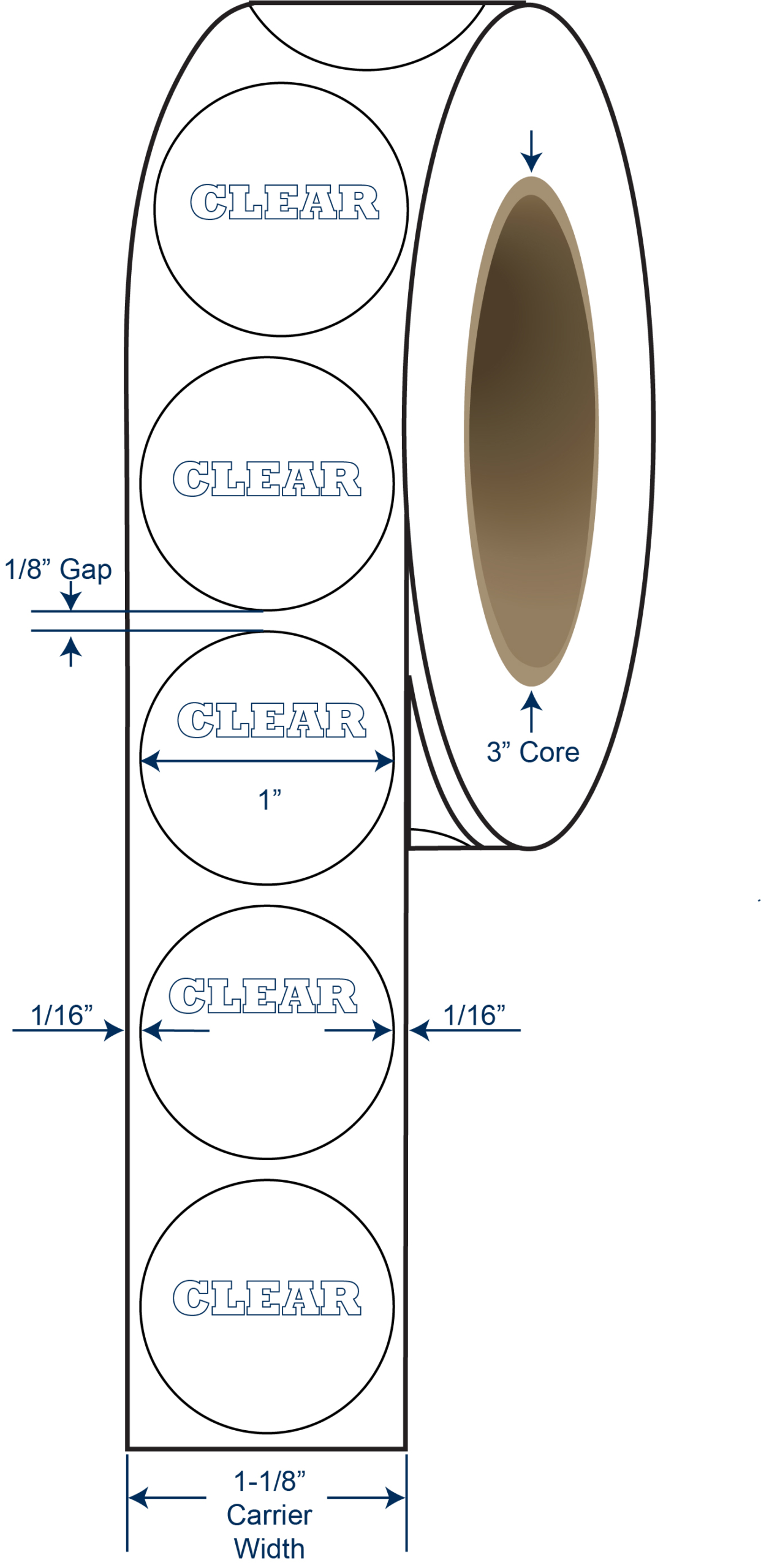 2" Diameter Translucent Wafer Tab Seal Labels