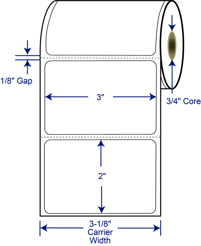 3" x 2" Direct Thermal Labels No Timing Bar