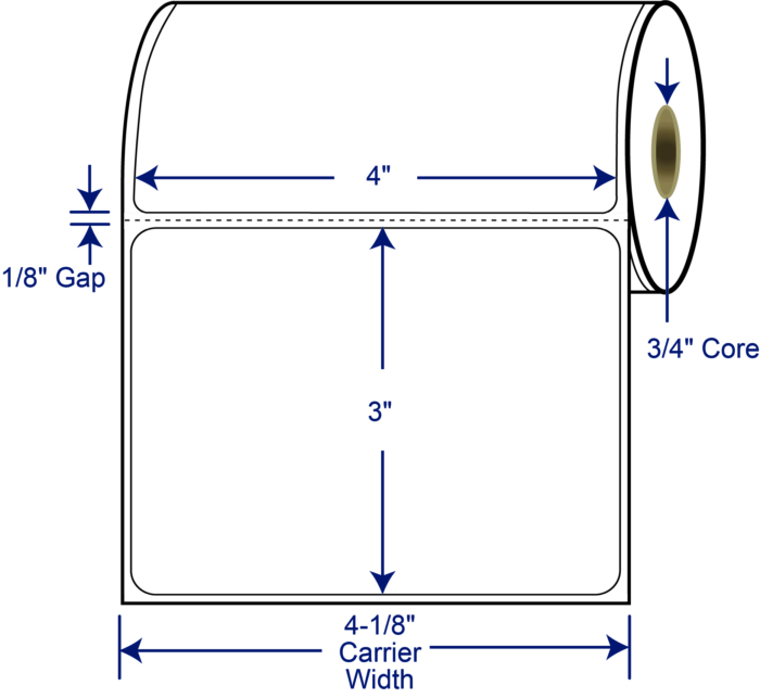4" x 3" Direct Thermal Labels No Timing Marks